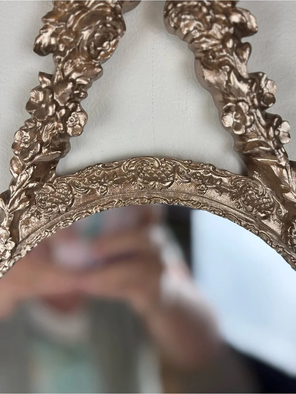 Vintage Ornate-French Styled Gold Finish Wall Mirror-Decorative Bow & Garland